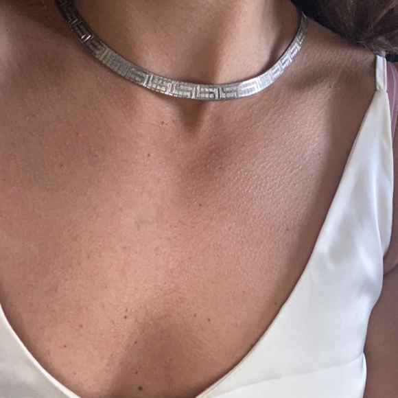 Sterling Silver Herringbone Greek Key Necklace - Picture 9 of 9